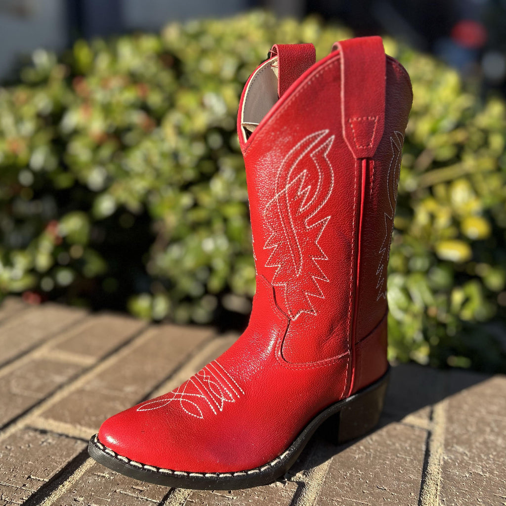 Red Kids Corona Leather J Toe Cowboy Boots – Planet Cowboy