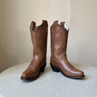 Brown Kids Cowboy Snip Toe Boots