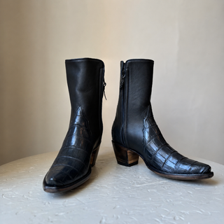 Grey Alligator and Calfskin Zorro City Boot
