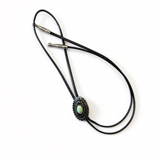 Vegan Leather Tie Multi-Color Stone Bolo