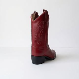 Red Kids Leather J Toe Cowboy Boots