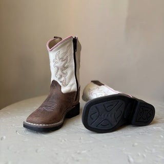 White and Brown Toddler Boot