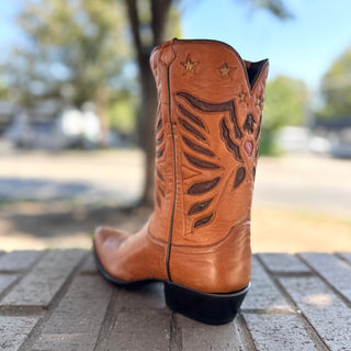Cognac Deer Skin Eagle Western Boot