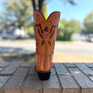 Cognac Deer Skin Eagle Western Boot