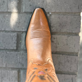 Cognac Deer Skin Eagle Western Boot