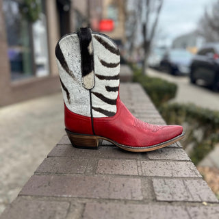 Cherry Red Calf and Zebra Boot