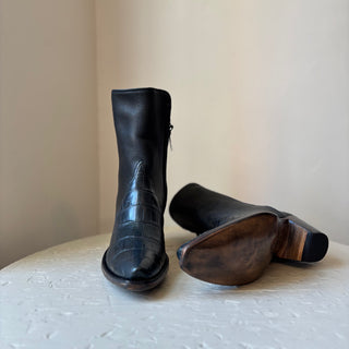 Grey Alligator and Calfskin Zorro City Boot