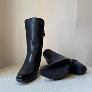 Black Antique Tooled Tip City Boot