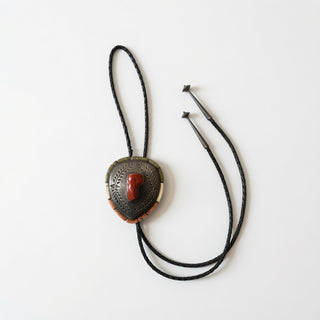 Red Center Stone Silver Bolo Tie