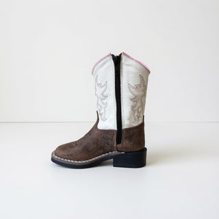 White and Brown Toddler Boot