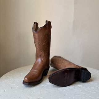 Brown Kids Cowboy Snip Toe Boots