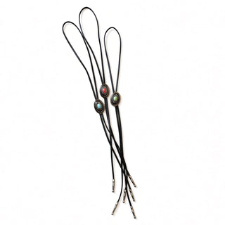 Vegan Leather Tie Multi-Color Stone Bolo