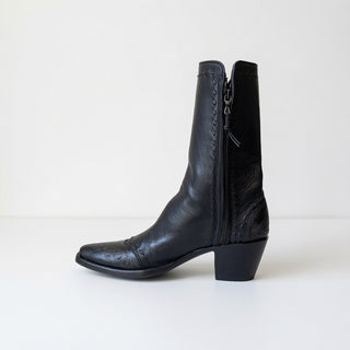 Black Antique Tooled Tip City Boot