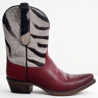 Cherry Red Calf and Zebra Boot
