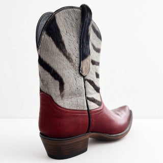 Cherry Red Calf and Zebra Boot