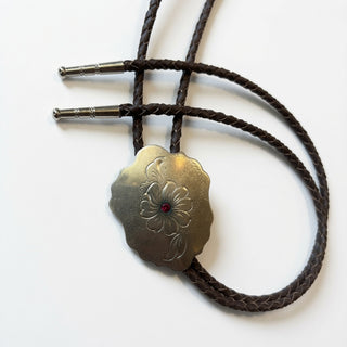 Silver Flower Bolo Tie