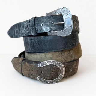 Echter Distressed-Nubuk-Kid-Billets-Gürtel