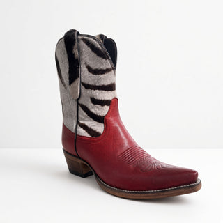 Cherry Red Calf and Zebra Boot