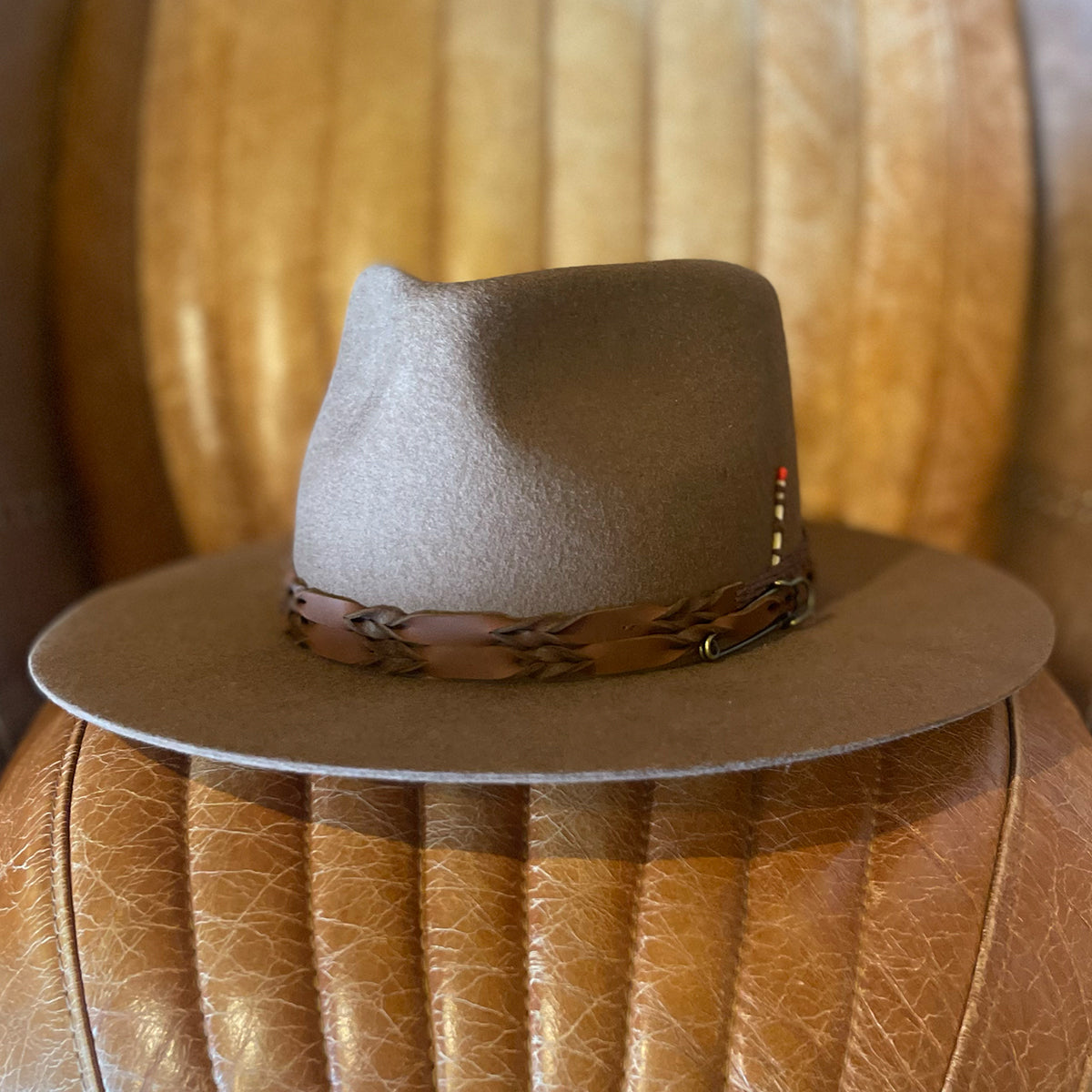 Aspen Brown Wide Brim Felt Fedora M | Size M | Handmade Cowboy Boots by American Hat Makers