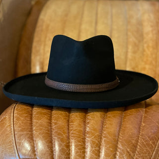 Sombrero Fedora de fieltro con borde de lápiz negro Hudson