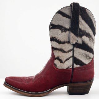 Cherry Red Calf and Zebra Boot