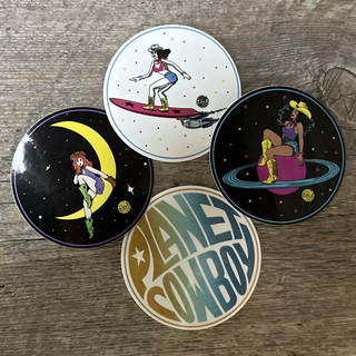 Planet Cowboy Round Sticker