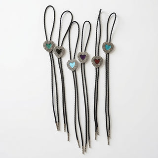 Double Heart Bolo Tie