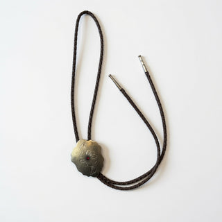Silver Flower Bolo Tie